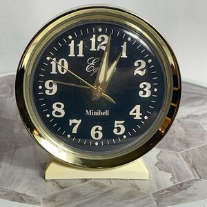 Vintage Equity Minibell Alarm Clock Cream Gold Manual Wind Made in China